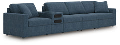 Looking cool and contemporary is great. But when it comes down to it, youâ€™re all about low-maintenance lounging. With the performance fabric on this sectional with audio system, cleaning spills is a breeze. Its customizable modular design caters to your