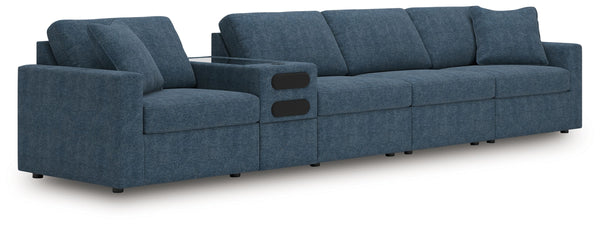 Looking cool and contemporary is great. But when it comes down to it, youâ€™re all about low-maintenance lounging. With the performance fabric on this sectional with audio system, cleaning spills is a breeze. Its customizable modular design caters to your