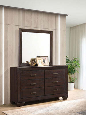 Kauffman 6-drawer Dresser with Mirror Dark Cocoa