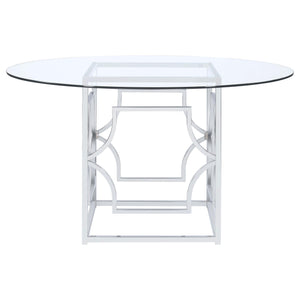 Starlight Round 54-inch Glass Top Metal Dining Table Chrome