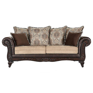 Elmbrook 3-piece Upholstered Rolled Arm Sofa Set Brown
