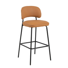 The Blythe Orange Faux Leather Bar Stool set delivers a perfect blend of style and function, making it an excellent choice for any modern space. Each set includes two bar chairs with a sleek, arched back and low profile that brings a contemporary touch to