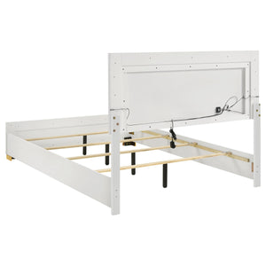 Marceline Wood Queen LED Panel Bed White