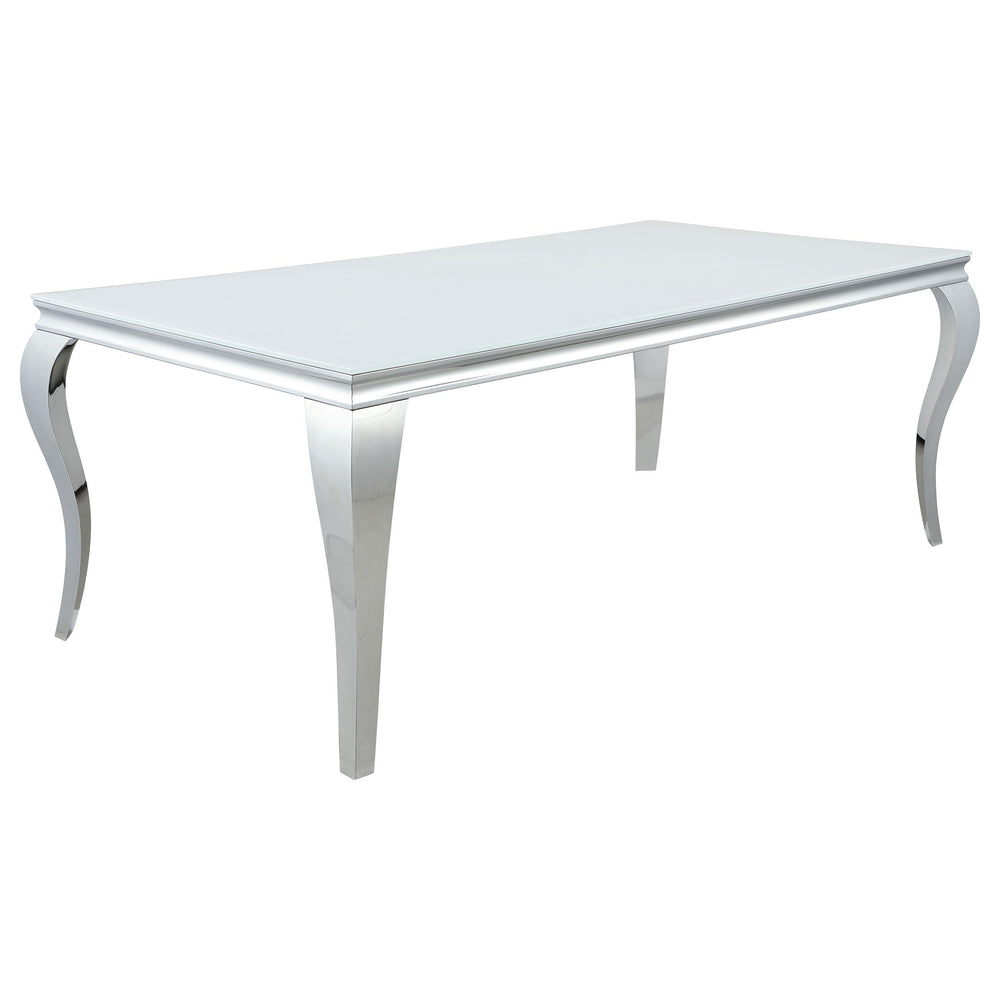 Carone 5-piece 81-inch Rectangular White Glass Dining Set Grey