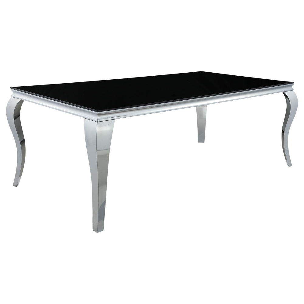 Carone 5-piece 81-inch Rectangular Black Glass Dining Set Grey