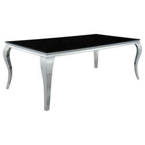 Carone 5-piece 81-inch Rectangular Black Glass Dining Set Grey