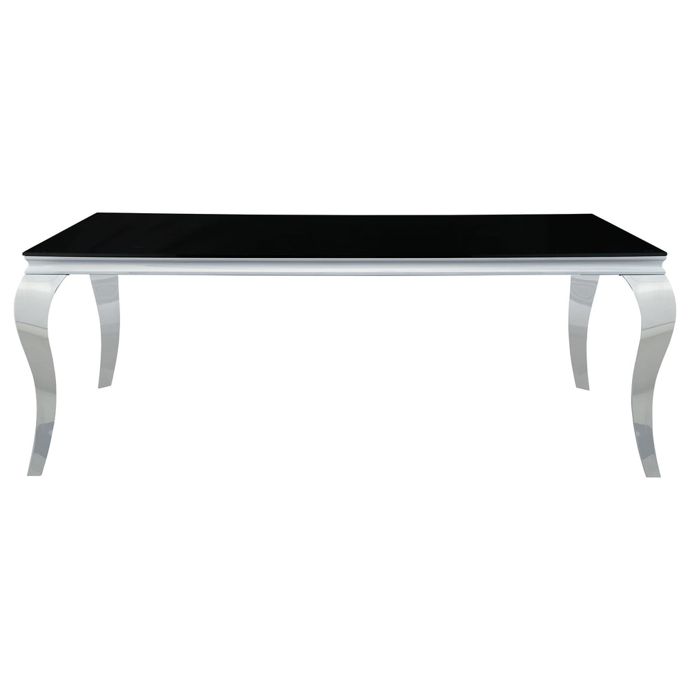 Carone 5-piece 81-inch Rectangular Black Glass Dining Set Grey