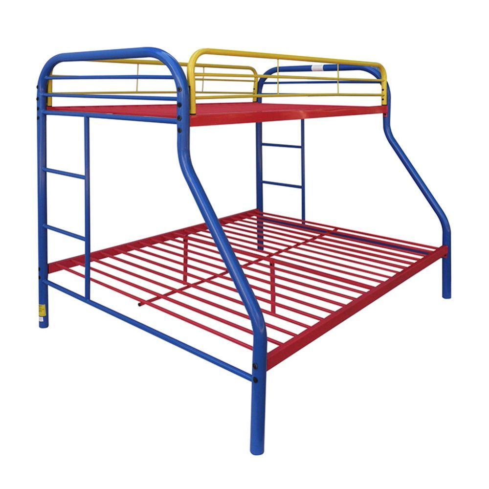 Bring home this Tritan twin over full bunk bed to let your kids enjoy personal space without compromising on style. Superior quality metal for durability, built-in side ladders for easy access, and full length guard rails for safety. Choose from a variety