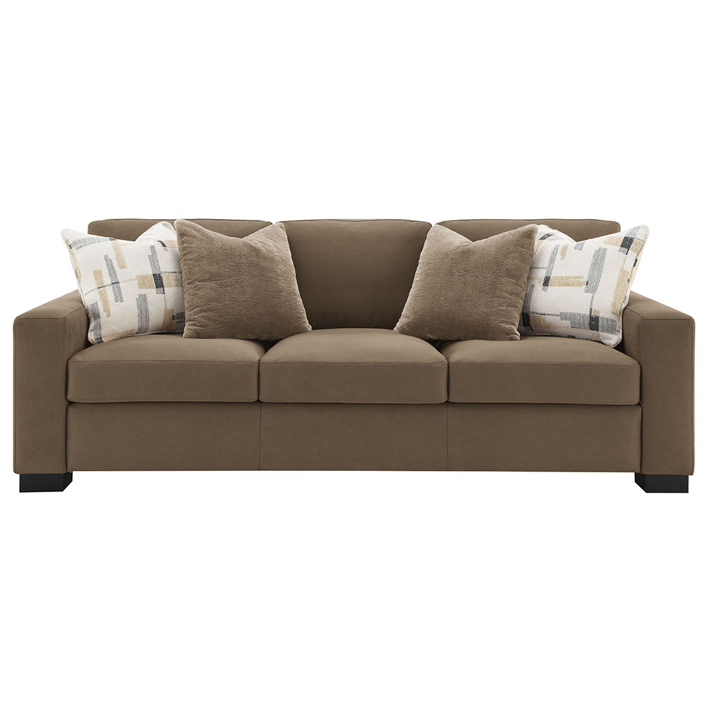 Elevate your home with the Darya collection, featuring plush pillows and wrapped in luxurious brown suede fabric. Its inviting design and soft, comfortable texture make it the perfect centerpiece for your living room. Whether you-'re relaxing after a long