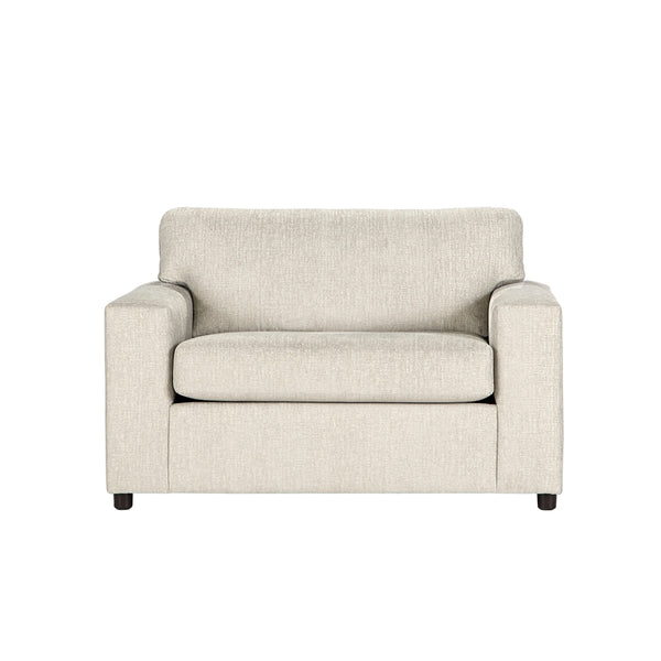  this transitional set is at home in any dÃ©cor. Both pieces feature square arms 