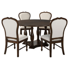 Landon 5-piece 60-inch Round Dining Table Set Rich Brown