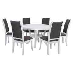 Judd 7-piece 54-inch Round Wood Dining Table Set Pearl White
