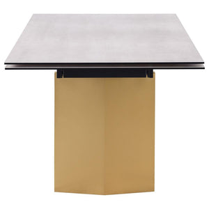 Vesa - Glass Top Extension Dining Table - Beige