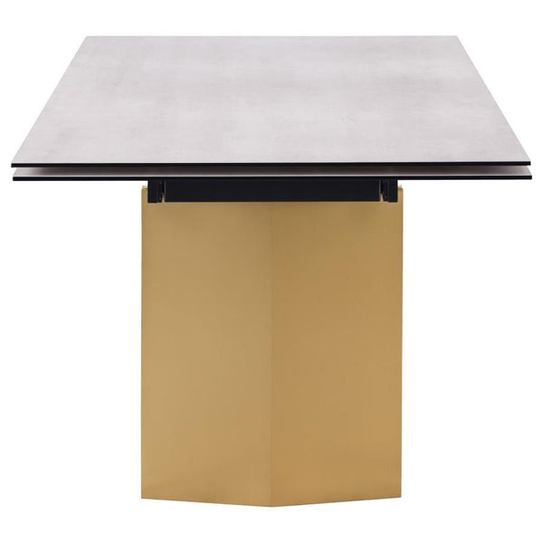 Vesa - Glass Top Extension Dining Table - Beige