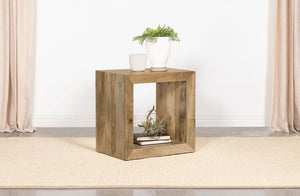  enhance your living room with this end table crafted from solid mango wood. Featuring a natural finish