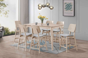 Oscar - Counter Table & 6 Chairs - White Ash