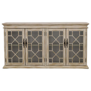 Kiara - 4-Door Wood Lattice Storage Accent Cabinet - Light Honey