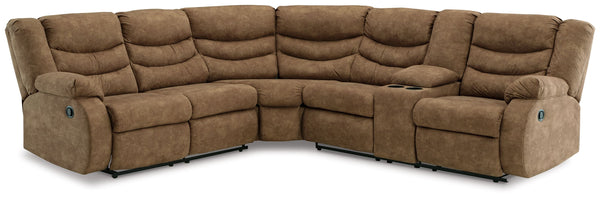 Affordable luxury made easy. An essential for living room lounging, this sectional is a star in social spaces. Its warm brown faux leather is well-suited for mixing and matching with your existing pieces. Pull tab reclining keeps you and your companions c
