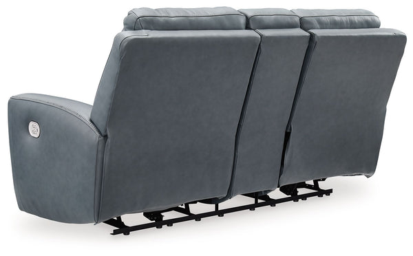Mindanao - Steel - Power Reclining Loveseat with Console /Adj Hdrst
