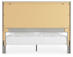 Cottonburg - Light Gray / White - King Panel Bed with Sconce Lights