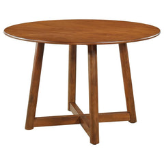 Create a pleasing casual setup in your easy-living space, making room for a small party or solo relaxation. This beautifully designed round dining table begins with construction of walnut finish Asian hardwoods, warm and inspiring of a coastal or Euro loo