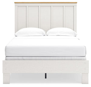 Linnocreek - White / Warm Brown - Full Panel Bed