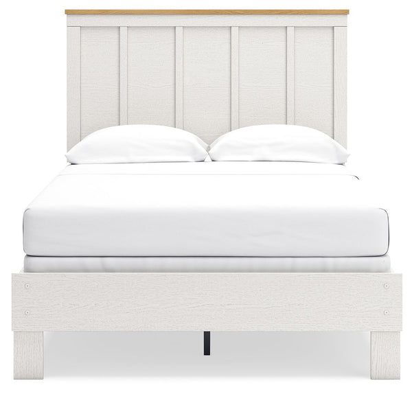 Linnocreek - White / Warm Brown - Full Panel Bed