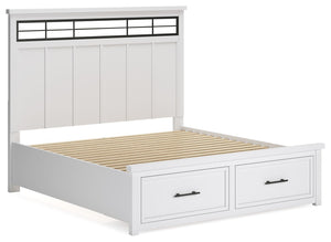 Ashbryn - White / Natural - King Panel Storage Bed