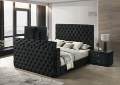 Indulge in the epitome of luxurious comfort and innovative design with this exquisite bed, a true masterpiece for those who appreciate both form and functionality in their sleeping quarters. Boasting a majestic, deeply tufted headboard, this bed is uphols