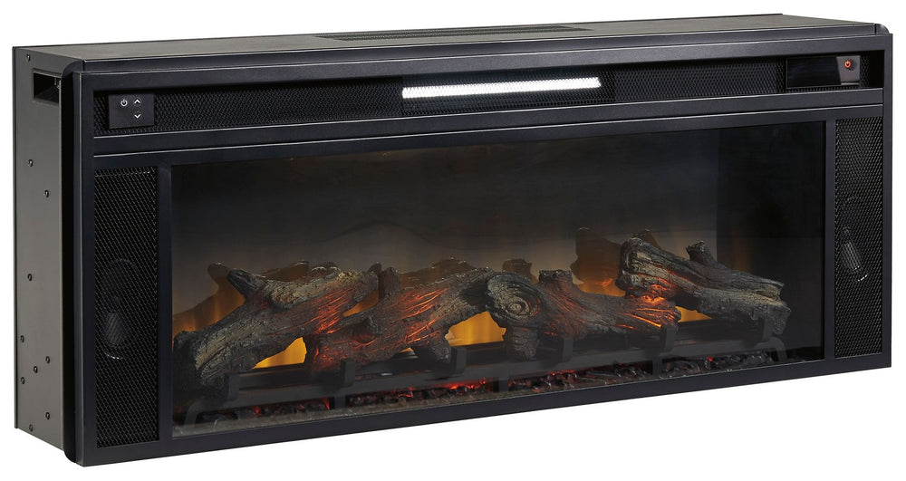 Bring a touch of warmth and beautiful ambiance to your living room with this wide fireplace insert. Available as an addition on select TV stands and entertainment centers, it can easily replace a lower shelf in your entertainment center. With the touch of