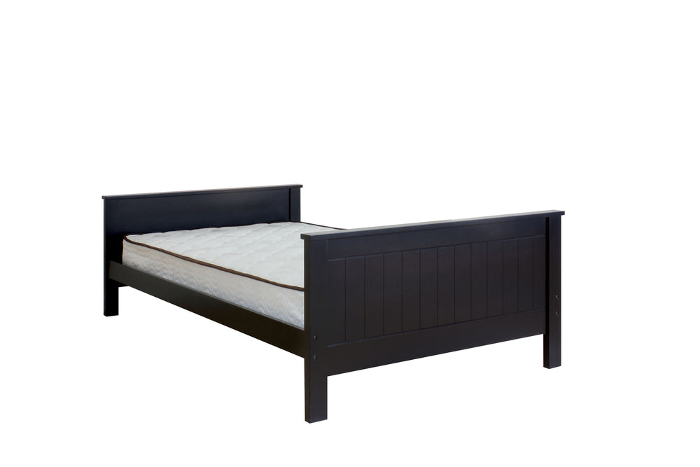 KD, Twin Panel Bed: Beadboard hb/fb 12 Slats, Box Spring Not Required<br/><br/><b>Product Features</b><ul><li>Case: 1Set/2Ctn</li><li>Finish: Black</li></ul><br/>