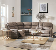 The sleek and stunning Olwen power reclining sectional sofa fuses charm and design to create the ultimate in relaxation. This modern L-shaped sectional sofa set will perfectly accommodate any contemporary living room setting providing luxury and comfort. 