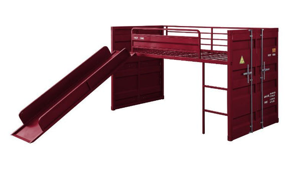 Cargo - Twin Loft Bed - Red Finish