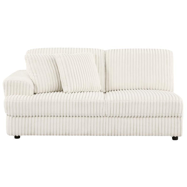  fur-like texture. This piece includes two pillows for added comfort and style