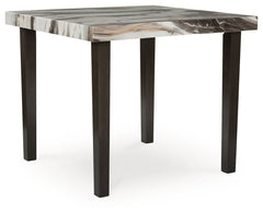 This counter height table reflects your highly contemporary point of view. Its faux marble tabletop is a feast for the sensesâ€”white contrasts with the light and dark brown veining to create an elevated, authentic feel. With room to seat four people in s