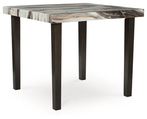 This counter height table reflects your highly contemporary point of view. Its faux marble tabletop is a feast for the sensesâ€”white contrasts with the light and dark brown veining to create an elevated, authentic feel. With room to seat four people in s