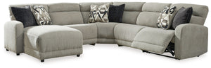 Delightfully modern. Exceptionally comfortable. When it comes to modular furniture with easy-elegant appeal, itâ€™s hard to beat this power reclining sectional. Wrapped in a decadently plush stone-tone fabric for neutral versatility, this chic sectional i