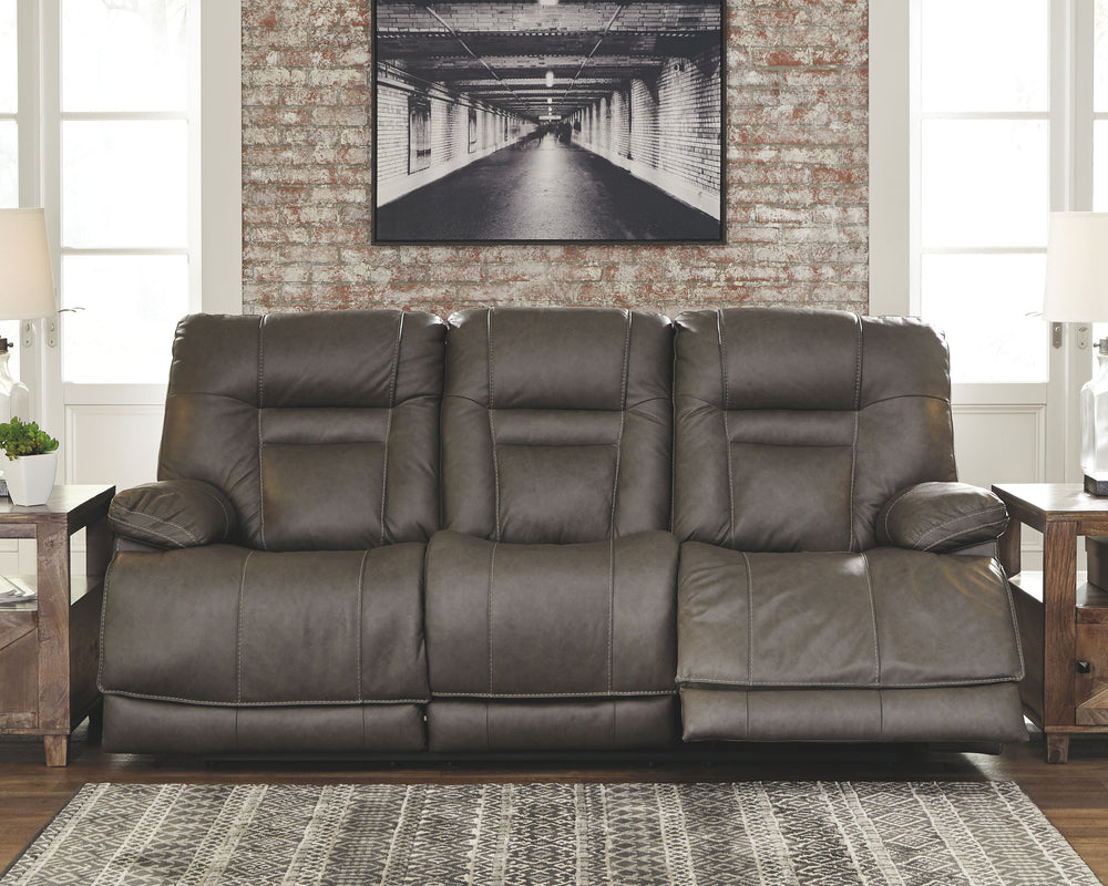 Big and bold, this power reclining sofa with Easy Viewâ„¢ power adjustable headrests delivers comfort at the touch of a button. Easily position the recliner, its headrest and the lumbar support to your liking for maximum comfort. Plus, with the convenient