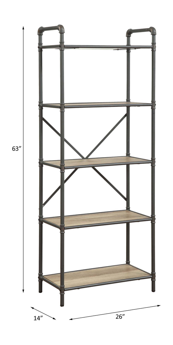 Itzel - Bookshelf - Antique Oak & Sandy Gray - 63"