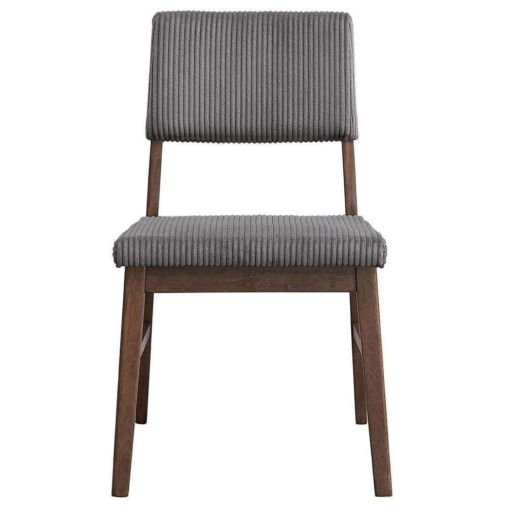 Adorned with a sophisticated walnut finish brings a touch of elegance to any dining room. Its round design fosters intimate conversations, making every meal a cherished moment. The smooth, rich wood tones of the table complement its modern aesthetic, whil