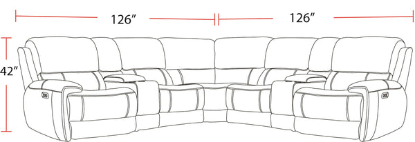 Empire - 7 Piece Modular Power Reclining Sectional With Power Adjustable Headrests With 2 Consoles - Verona Ivory