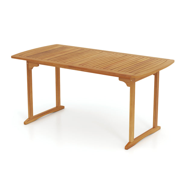 Spacious surface of the table holds dishes and decorations without feeling cluttered<br>Acacia wood tabletop is anti-cracking and built-to-last<br>Solid base keeps the large dining table stand stably<br>1.97" umbrella hole with cover offers a solution to 