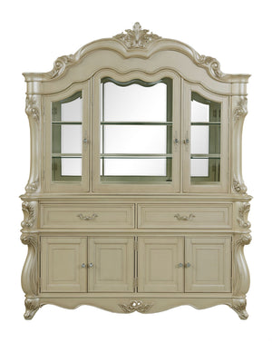  the Monique China Hutch in Champagne combines timeless elegance with heirloom-quality construction. Crafted from poplar solids and birch veneers