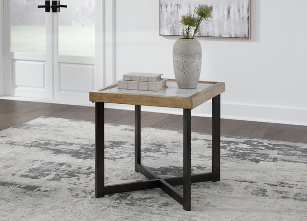  this end table boasts premium materials that ensure both durability and elegance. The tabletop-'s sintered stone tile not only creates a visually appealing look but enhances the table-'s robustness. Whether you