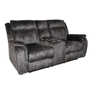 The Park City Power Dual Recliner Console Loveseat in Gray is designed to deliver long-lasting comfort and convenience with its durable craftsmanship and luxurious features. Constructed with a sturdy frame of premium hardwoods and plywood, this loveseat p