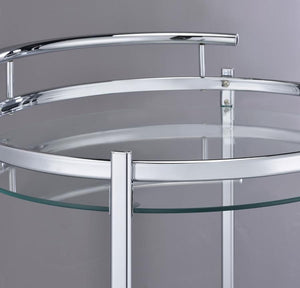 Chrissy - Round Glass Shelf Metal Bar Cart - Chrome