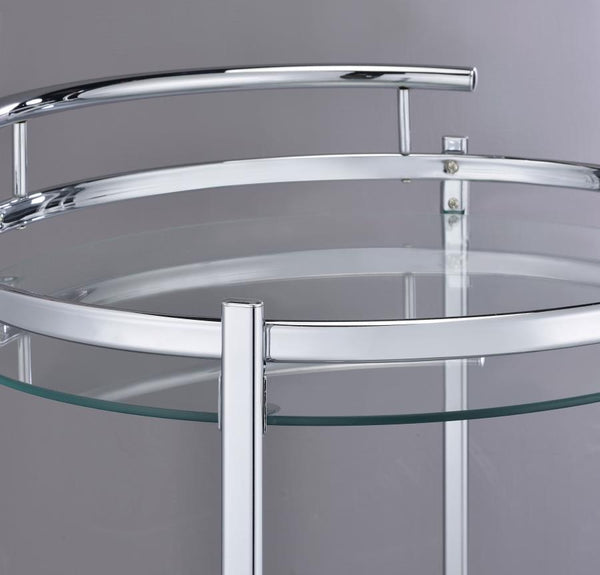 Chrissy - Round Glass Shelf Metal Bar Cart - Chrome