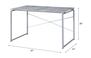 Jurgen - Desk - Faux Concrete & Silver