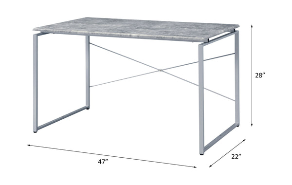 Jurgen - Desk - Faux Concrete & Silver
