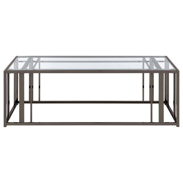Adri - Rectangular Glass Top Coffee Table - Black Nickel